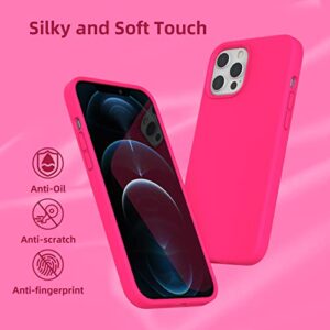 K TOMOTO Compatible with iPhone 12 Pro Max Case, Soft-Touch Liquid Silicone Gel Rubber Full Body Drop Protection Cover with Microfiber Lining, Phone Case for iPhone 12 Pro Max 6.7 Inch, Hot Pink