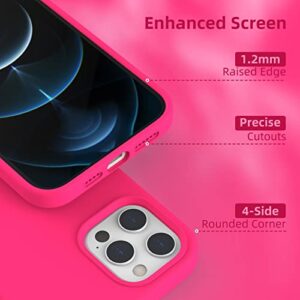 K TOMOTO Compatible with iPhone 12 Pro Max Case, Soft-Touch Liquid Silicone Gel Rubber Full Body Drop Protection Cover with Microfiber Lining, Phone Case for iPhone 12 Pro Max 6.7 Inch, Hot Pink