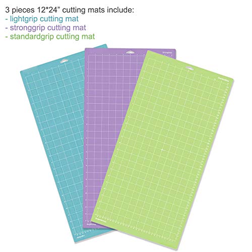 3pcs 12x24 Inch Cutting Mat for Cricut Maker/Explore Air 2/ Air/One Replacement Cutting Mat StandardGrip LightGrip StrongGrip Adhesive Quilting Cricket Cutting Mats for Cricut and Silhouette Cameo