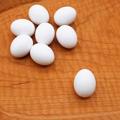 FOIBURELY 8 Pcs Solid Parrot Plastic Eggs Hatching Eggs Green Cheek, Lorikeet&Ringneck Dove, Quaker, Cockatiel. Trick The Birds to Stop Laying Eggs, Plastic Eggs