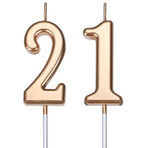 21st birthday candles cake number candles happy birthday cake candles topper decoration for birthday wedding anniversary celebration favor, champagne gold