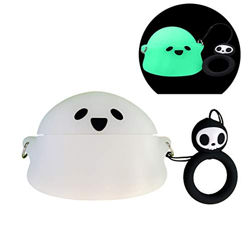 Airpods Pro Case, 3D Cute Cartoon Ghost Compatible with Apple Airpods 3&Pro, Airpods Pro Accessories Shockproof Protective Silicone Cover and Skin for Apple Airpods Pro Charging Case (Luminous Ghost)