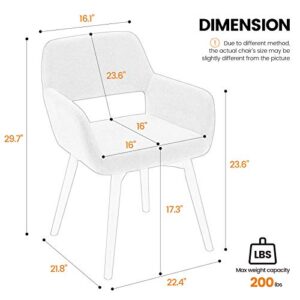 Five stars Furniture Modern Design Dining Chair W/Solid Wood Leg,Brush Fabric Cute Chair, Comfortable Accent Leisure Chair for Living Room, Dining Room, Bedroom (Light Brown Set of 2)