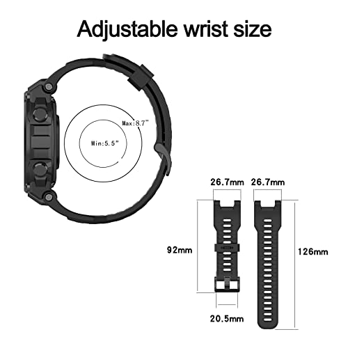 BabyValley Band Compatible with Amazfit T-rex/T-Rex Pro Silicone Band Wristbands Bracelet Strap for Amazfit T-Rex/T-Rex Pro Smart Watch Accessories-with Install Tools (Black)