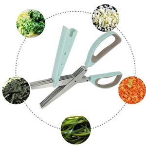 Herb Scissors with 5 Blades and Cover, Herb Stripper Tool Kit, Vegetables Potato Fruits Peeler, 3 Stainless Kitchen Gadget Set Cutter Chopper with Cleaning Combs, Graters