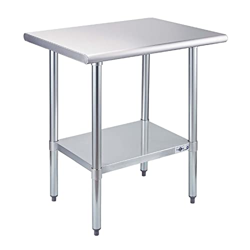 Profeeshaw Stainless Steel Prep Table NSF Commercial Work Table with Undershelf for Kitchen Restaurant 24×30 Inch