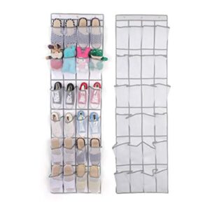 Isabelvictoria 24 Pocket Shoe Organizer Door Hanging Shoes Storage Wall Bag Closet Holder Family Save Space Organizer Home Decoration