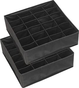 simple houseware 2 pack closet socks organizer, 24 cell drawer divider, black