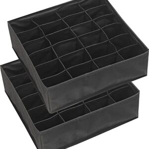 Simple Houseware 2 Pack Closet Socks Organizer, 24 Cell Drawer Divider, Black