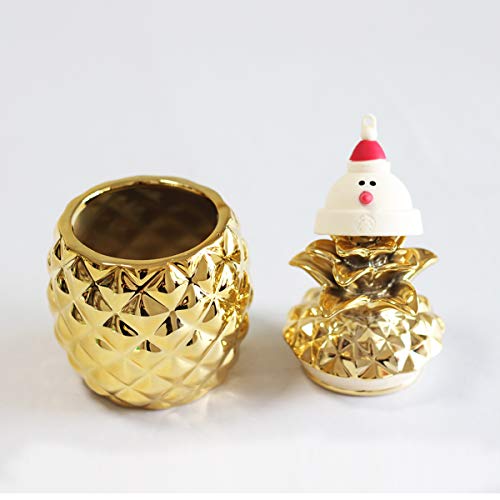 WONTHAI Pineapple Shaped Ceramic Jar - Cookie Candy Storage- for Home Bathroom or Office Table Decor- Gold