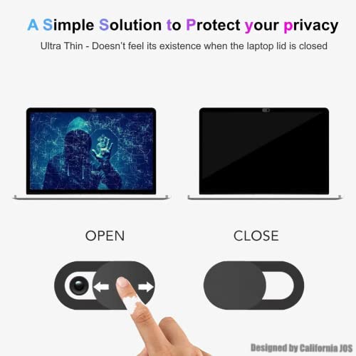 (California J.OS)(6Stand +1 Medium+1 Large) 0.03 inch Ultra Thin Webcam Cover Slide,Camera Cover for MacBook Pro, iMac, Laptop, PC, iPad, iPhone(California J.OS)