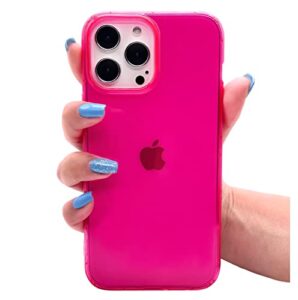 nycprimetech iphone 12 pro max case/slim and soft transparent neon pink cover with bumper edge for iphone 12 pro max/cute flexible & stylish protection for iphone 12 pro max// 6.7" (hot pink)