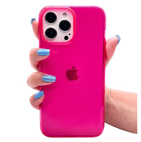 NYCPrimeTech iPhone 12 Pro Max Case/Slim and Soft Transparent Neon Pink Cover with Bumper Edge for iPhone 12 Pro Max/Cute Flexible & Stylish Protection for iPhone 12 Pro Max// 6.7" (Hot Pink)