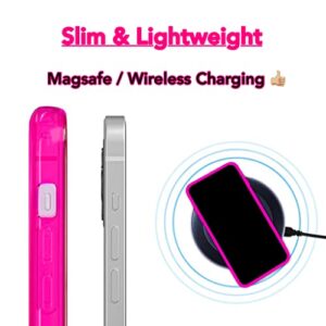 NYCPrimeTech iPhone 12 Pro Max Case/Slim and Soft Transparent Neon Pink Cover with Bumper Edge for iPhone 12 Pro Max/Cute Flexible & Stylish Protection for iPhone 12 Pro Max// 6.7" (Hot Pink)
