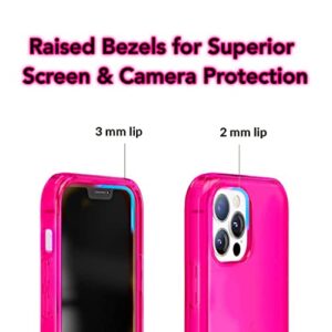 NYCPrimeTech iPhone 12 Pro Max Case/Slim and Soft Transparent Neon Pink Cover with Bumper Edge for iPhone 12 Pro Max/Cute Flexible & Stylish Protection for iPhone 12 Pro Max// 6.7" (Hot Pink)