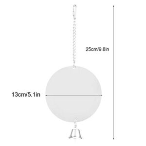 Bird Cage Toy Bird Mirror, Stainless Steel Bird Mirror Toy with Bell Swing Hanging Ringer for Parakeet Cockatiel Conure Budgie Lovebird Cockatoo Canary Finch Cage Accessories