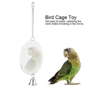 Bird Cage Toy Bird Mirror, Stainless Steel Bird Mirror Toy with Bell Swing Hanging Ringer for Parakeet Cockatiel Conure Budgie Lovebird Cockatoo Canary Finch Cage Accessories