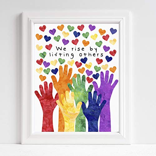 Inclusivity and Diversity Art for Kids We Rise By Lifting Others Promote Unity Celebrate Diversity Rainbow Colors Classroom Art UNFRAMED Poster 5x7" 8x10" 11x14" 16x20" 24x36"