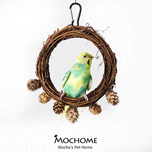 ATB2U Wooden Bird Swing Perch Parrot Hanging Toy Natural Wood Bird Chewing Toys for Small Sized Birds Pet Bird Parakeet Budgie Cockatiel Cage Hammock Swing Toy Hanging Cage Toys