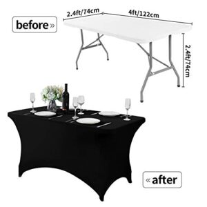 Hezuzo Spandex Table Cover for 4FT Table Universal Fitted Stretch Tablecloth for Party, Banquet, Wedding and Events-Black