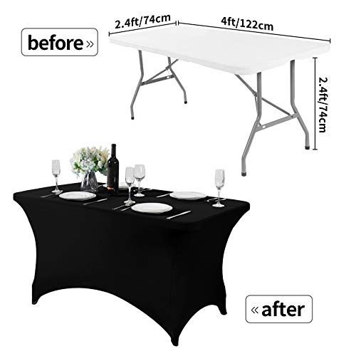 Hezuzo Spandex Table Cover for 4FT Table Universal Fitted Stretch Tablecloth for Party, Banquet, Wedding and Events-Black