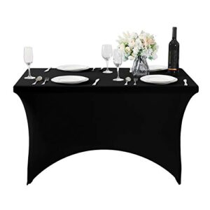 Hezuzo Spandex Table Cover for 4FT Table Universal Fitted Stretch Tablecloth for Party, Banquet, Wedding and Events-Black