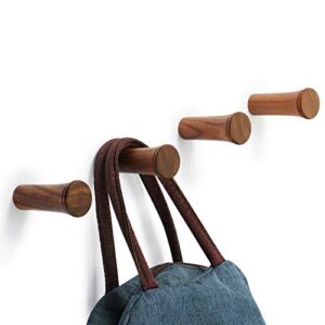 4 packs wooden coat hooks wall mounted single wooden hangers entryway wall hat rack wooden craft towel rack (brown)