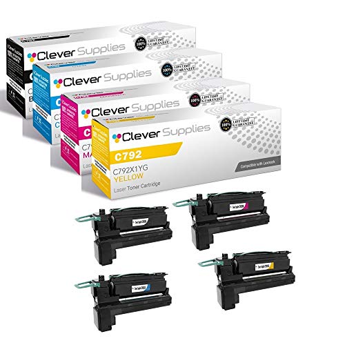 CS Compatible Toner Cartridge Replacement for Lexmark C792 C792X1KG Black C792X1CG Cyan C792X1MG Magenta C792X1YG Yellow C Series C792DE C792DHE C792DTE C792E Toner Cartridge 4 Color Set