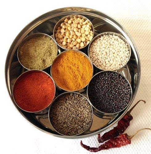 DBY Spice Box Stainless Steel Masala Box Spice Box Dabba Spice Container - 7 Containers Stainless Steel Spice Container Indian Spice Box Double Lid masala box Kitchen Spice Box Spice Box for Chefs