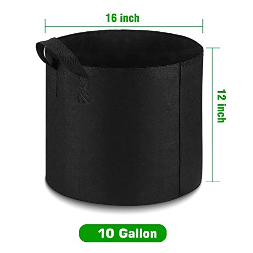 Lyincat 12-Pack 10 Gallon Grow Bags Heavy Duty Thickened Nonwoven Fabric Pots with Durable Handles