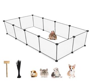 linifar small pet playpen, plastic hamster yard fence cage portable metal enclosure for guinea pig hamster ferret bunny rat hedgehog puppy small animal, diy 12 panels outdoor (13.8 x 13.8 inches)