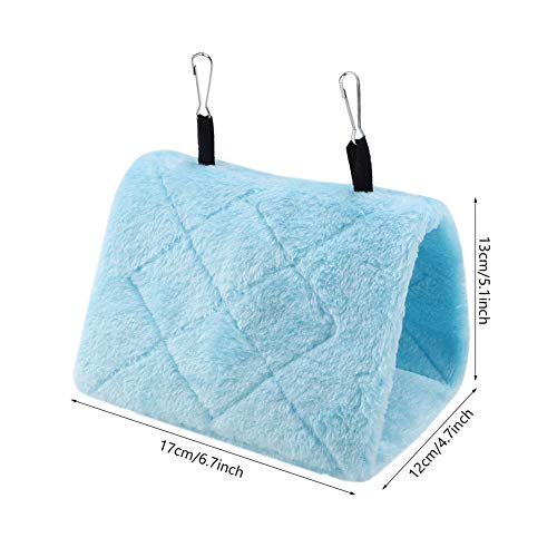 Wchiuoe Bird Bed for Cage, Soft Plush Hammock Hanging Cage Tent for Birds Winter Warm Bed Pet Toy Pet Supplies Accessories for Conure, Lovebird, Parrot, Parakeets(S-Blue)