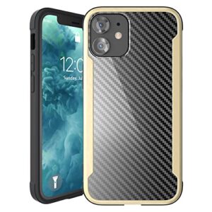 nicexx designed for iphone 12 case/designed for iphone 12 pro case with carbon fiber pattern, 12ft. drop tested, wireless charging compatible - gold