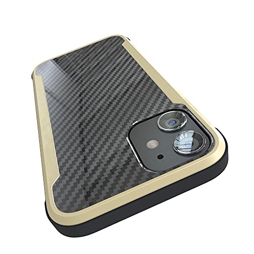 Nicexx Designed for iPhone 12 Case/Designed for iPhone 12 Pro Case with Carbon Fiber Pattern, 12ft. Drop Tested, Wireless Charging Compatible - Gold