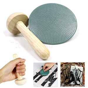 heteri rubber stamp making kit, block printing starter tool kit, wooden mushroom roller, grind tool
