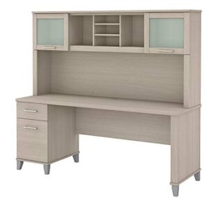 bush furniture somerset 72w office desk with drawers and hutch in sand oak