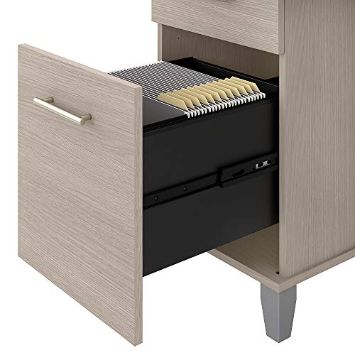 Bush Furniture Somerset 72W Office Desk with Drawers and Hutch in Sand Oak