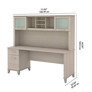 Bush Furniture Somerset 72W Office Desk with Drawers and Hutch in Sand Oak