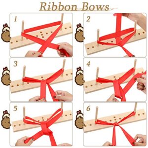 Bow Maker for Bow Ribbon Wreath Wooden Maker Tool with U-Shaped Scissor and Twist Ties for Making Bows DIY Crafts Christmas Party Decorations Hair Bows Corsages (Gold, Silver, Red, Green)