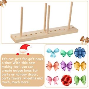 Bow Maker for Bow Ribbon Wreath Wooden Maker Tool with U-Shaped Scissor and Twist Ties for Making Bows DIY Crafts Christmas Party Decorations Hair Bows Corsages (Gold, Silver, Red, Green)