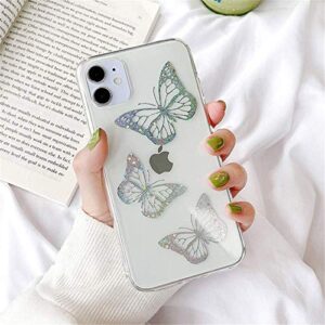 LUSAMYE Compatible with iPhone 12 and iPhone 12 Pro Case with Screen Protector,Clear Cute Butterfly Design Soft TPU Electroplated Cover Bling Glitter Cool Slim Trendy Pattern for Girl Women Phone Case