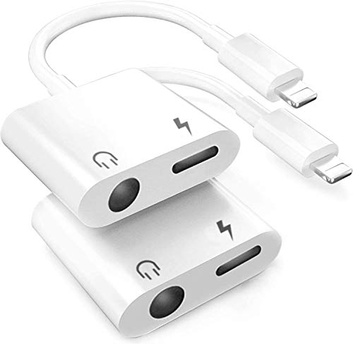 [Apple MFi Certified] Headphone Adapter & Splitter for iPhone, 2 in 1 3.5mm Earphone Audio & Charger Splitter Adapter, Compatible for iPhone 11/11 Pro/Xs/Xs Max/XR/X/8/7, Support All iOS Systems