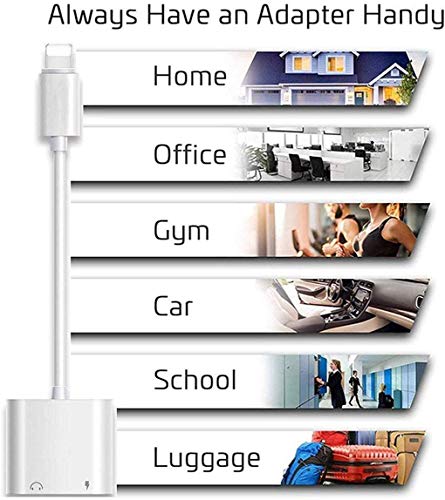 [Apple MFi Certified] Headphone Adapter & Splitter for iPhone, 2 in 1 3.5mm Earphone Audio & Charger Splitter Adapter, Compatible for iPhone 11/11 Pro/Xs/Xs Max/XR/X/8/7, Support All iOS Systems