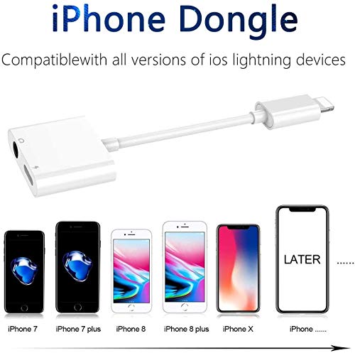 [Apple MFi Certified] Headphone Adapter & Splitter for iPhone, 2 in 1 3.5mm Earphone Audio & Charger Splitter Adapter, Compatible for iPhone 11/11 Pro/Xs/Xs Max/XR/X/8/7, Support All iOS Systems