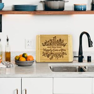 Wedding Engagement Gifts for Women -Engraved Cutting Board Gift,For Wife Bride Birthday Valentine Anniversary Presents -And They Lived Happily Ever After