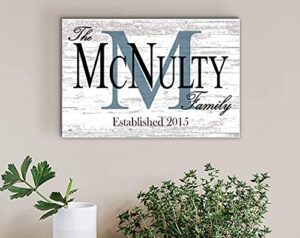 family name sign personalized wedding gift for couple monogram established custom wall decor est. date