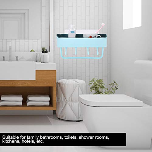 Shower Caddy Basket Shelf with Hooks, No Drilling Adhesive Wall Mounted Bathroom Shelf Shampoo Conditioner Bathroom Storage Organizer (blue)
