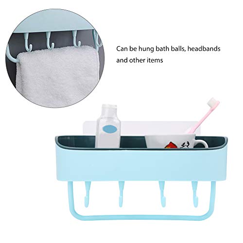 Shower Caddy Basket Shelf with Hooks, No Drilling Adhesive Wall Mounted Bathroom Shelf Shampoo Conditioner Bathroom Storage Organizer (blue)