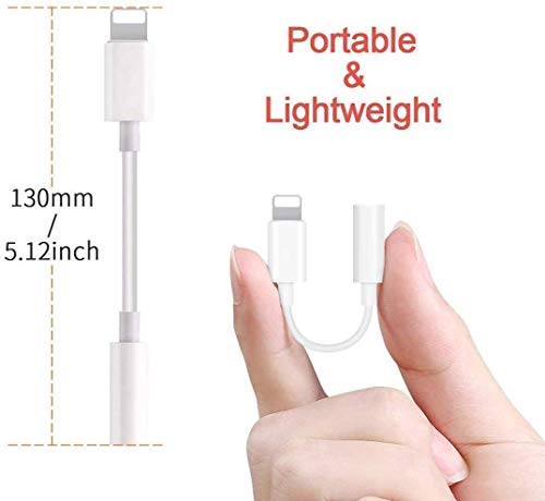 [Apple MFI Certified] 3 Pack for iPhone Headphone Adapter, iPhone 3.5mm Headphone Aux Audio Dongle Splitter Jack Adaptor for iPhone 12/11/11 Pro/XR/XS/X 8 7/iPad/iPod, Support All iOS System(White)
