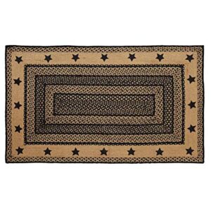 vhc brands farmhouse jute stencil stars border rectangular rug 36x60 country braided flooring, country black and tan